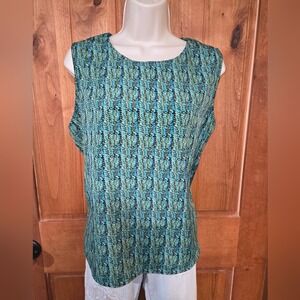 Notations Sleeveless Top - Teal‎ and Black